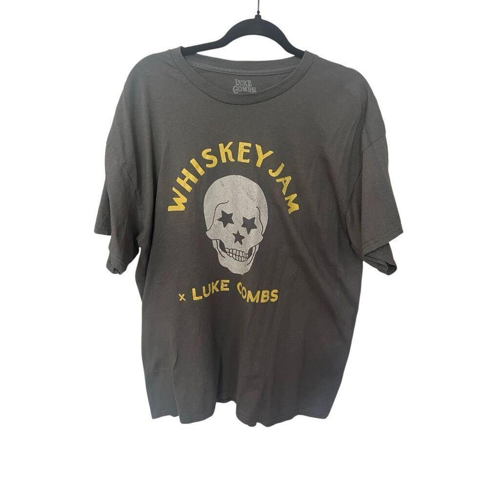 Luke Combs Whiskey Jam World Tour 2023 Concert Tee Gray Short Sleeve T-Shirt sku